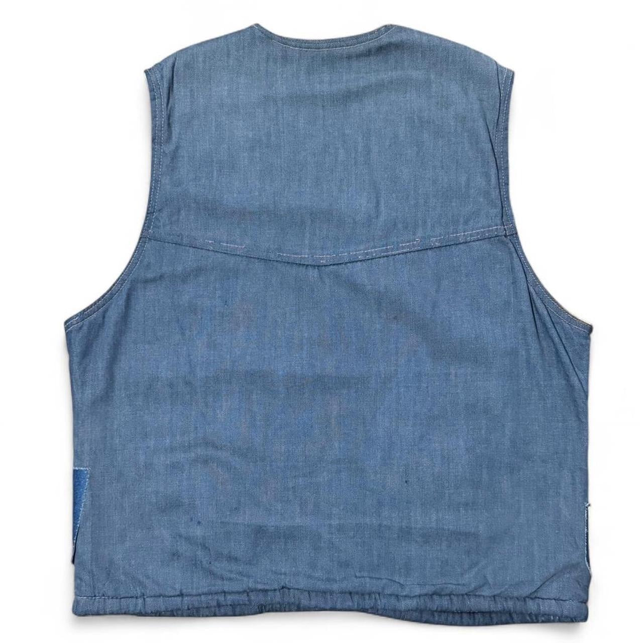 Vintage 1970s Sherpa Lined Patchwork Denim Button -Up Vest