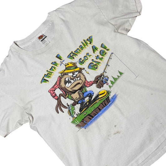 90s Looney Tunes Tazmanian Devil Fishing Distressed T-shirt