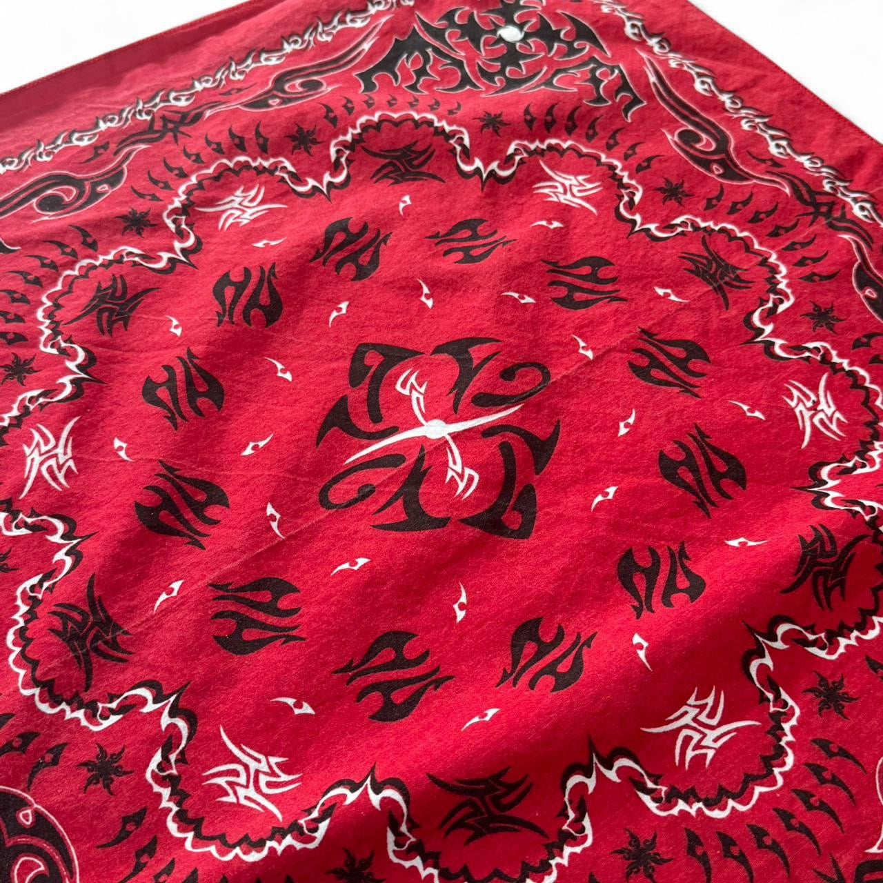 80s Red Tribal Biker Bandana Handkerchief