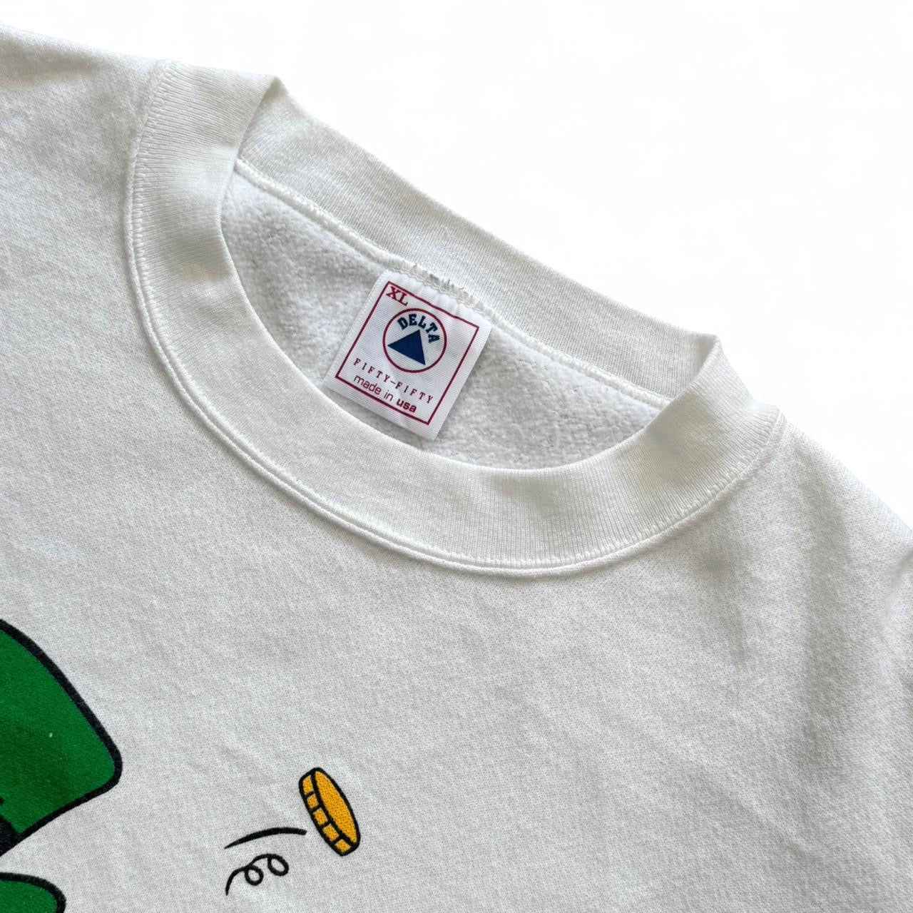 90s "I Feel Lucky" Irish Leprechaun Clover Crewneck