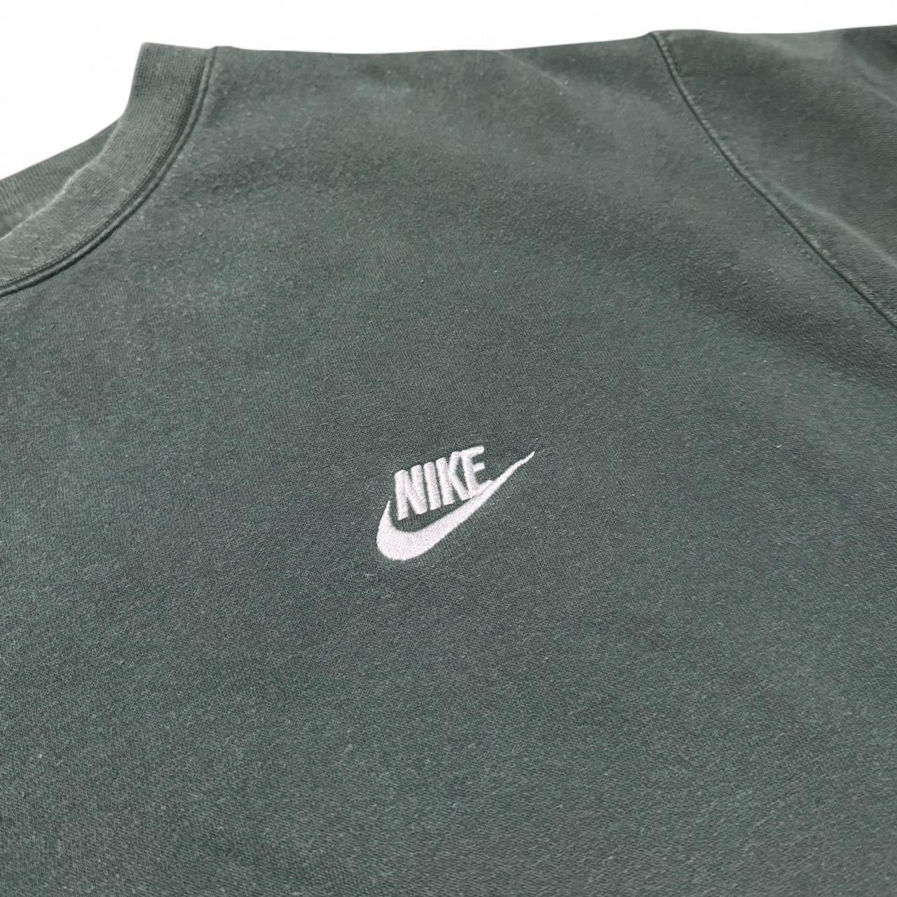 Distressed Green Nike Swoosh Crewneck