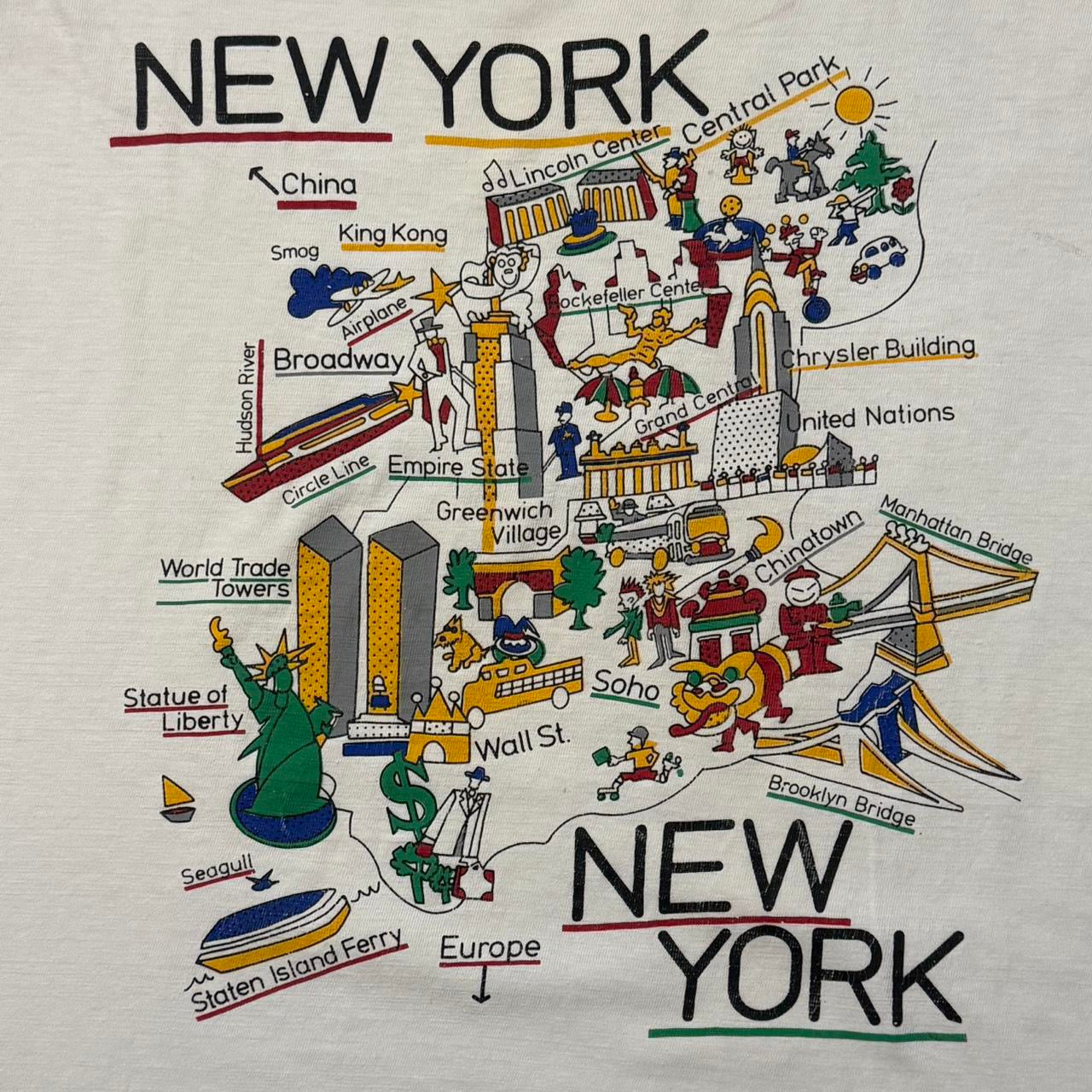 90s New York Cartoon Trade Centre Graphic Tee