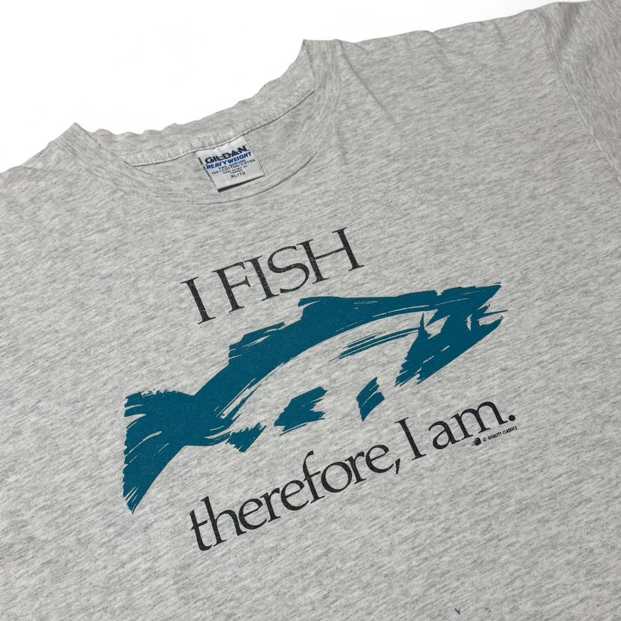 90s Heather Grey Triblend I Fish Therefore I Am Tee
