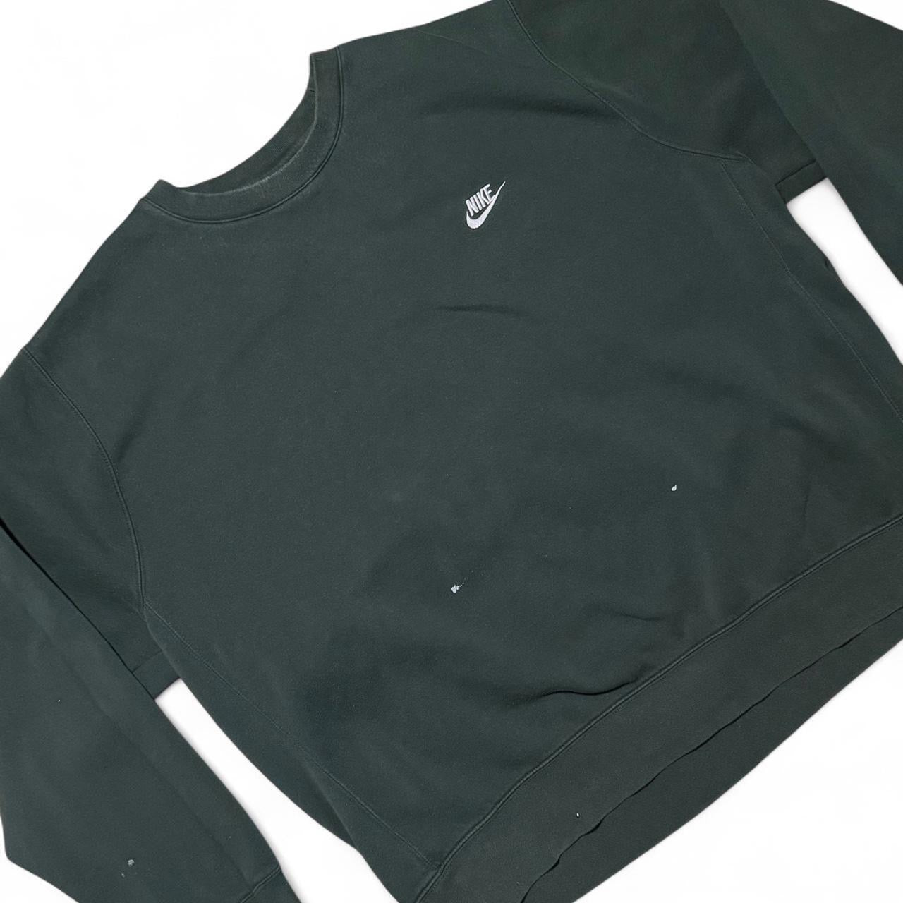 Distressed Green Nike Swoosh Crewneck