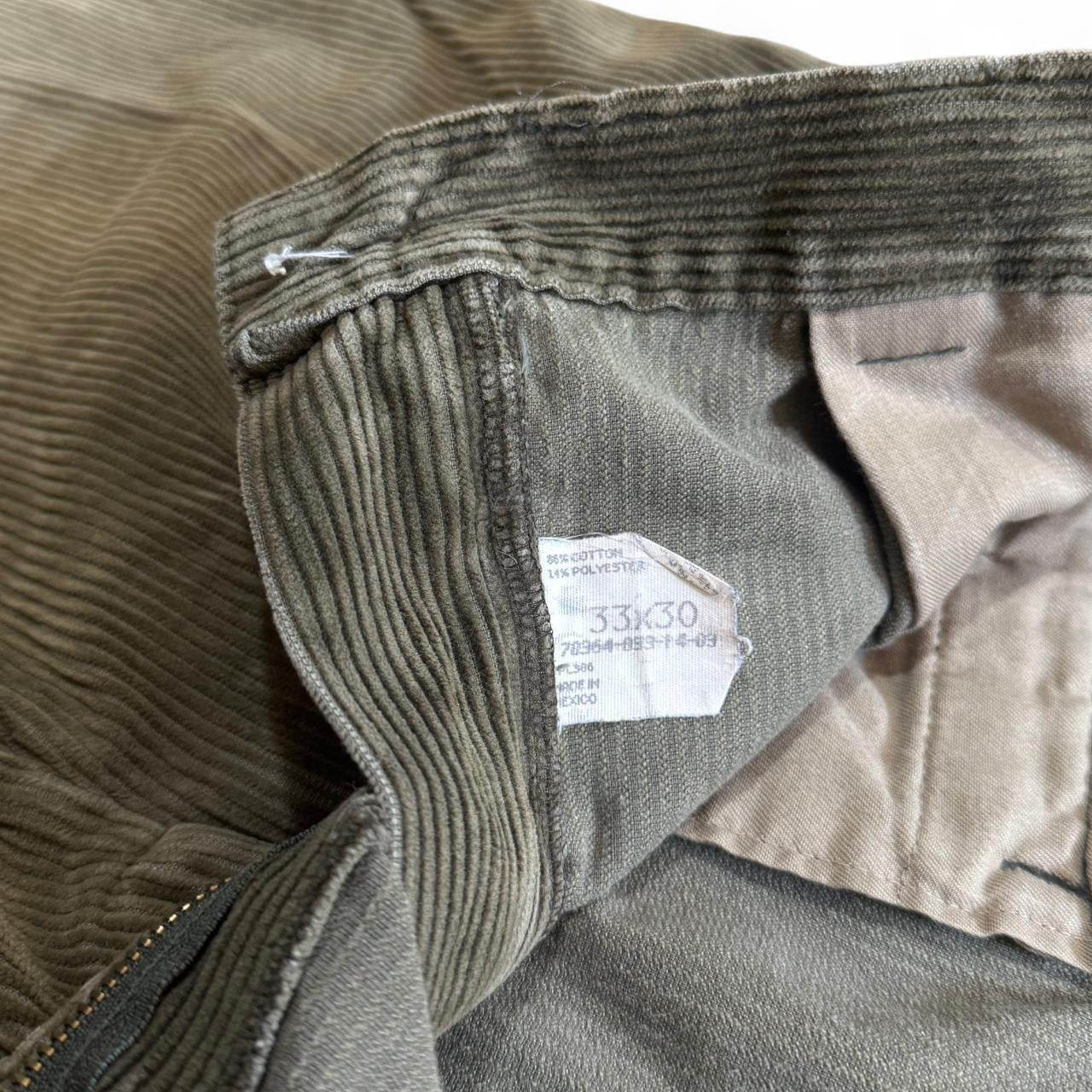 Haggar Olive Green Faded Corduroy Pleated Trouser