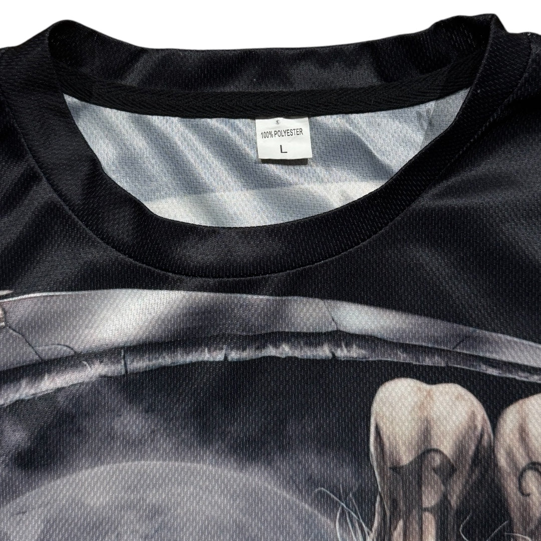 Y2K Mesh ‘Love Hate’ AOP Graphic Shirt