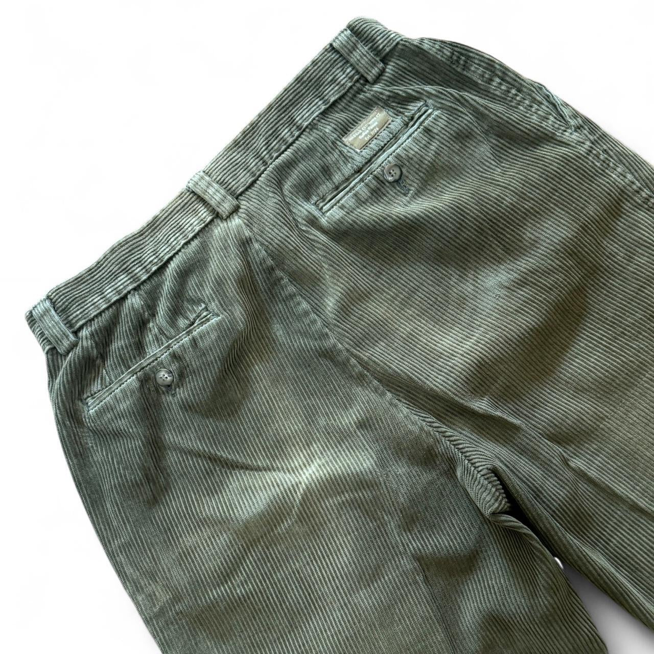 Haggar Olive Green Faded Corduroy Pleated Trouser