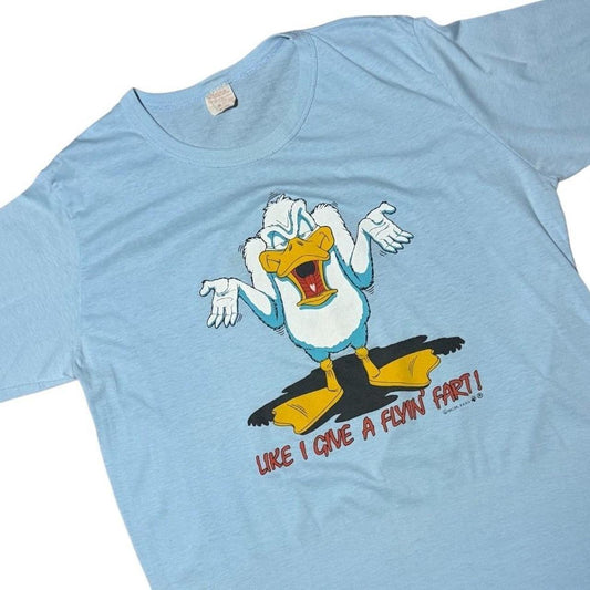 70s Flyin Fart Duck Sarcasm Joke Novelty Funny Graphic Ringer T-shirt