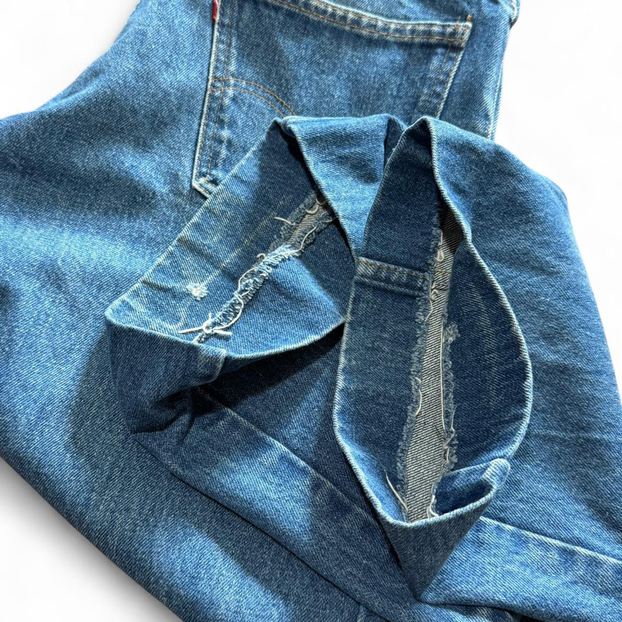 Vintage 90s Hemmed Levi’s Blue Wash Denim Red Tab Jeans