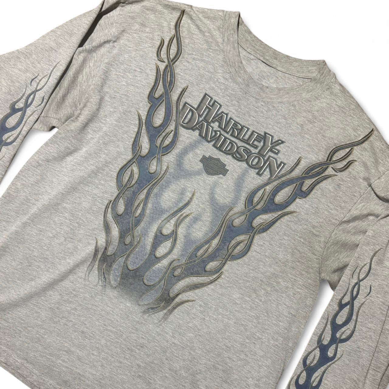Y2K Double Sided Blue Flame Harley Long Sleeve
