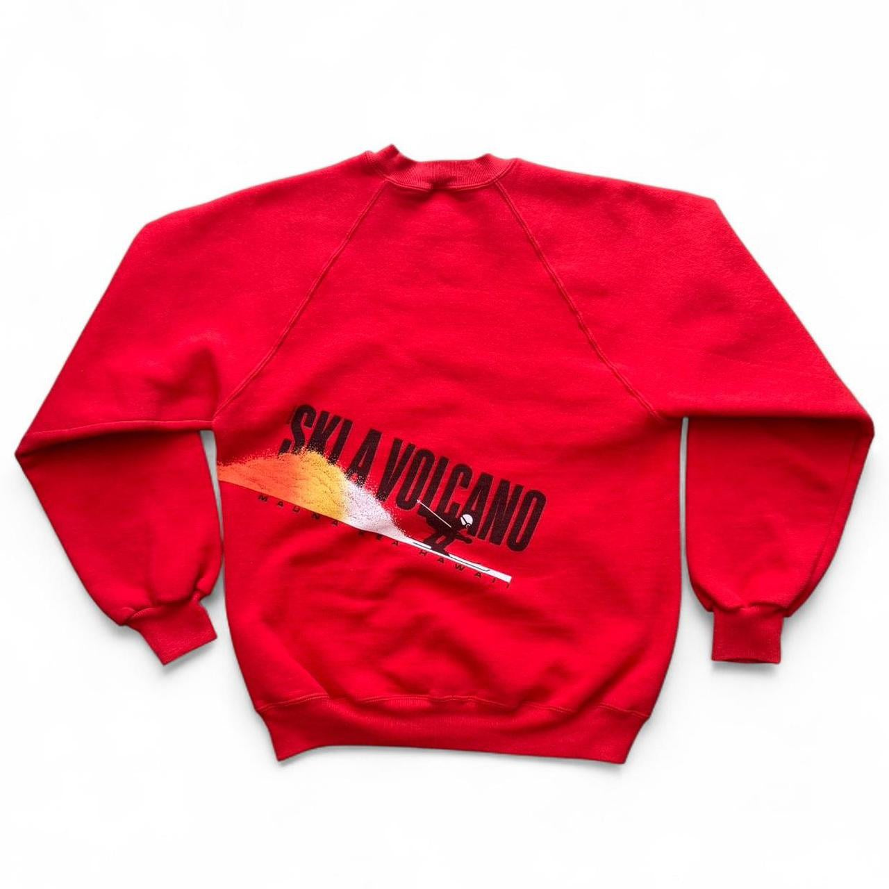 80s Ski a Volcano Red Crewneck Sweater