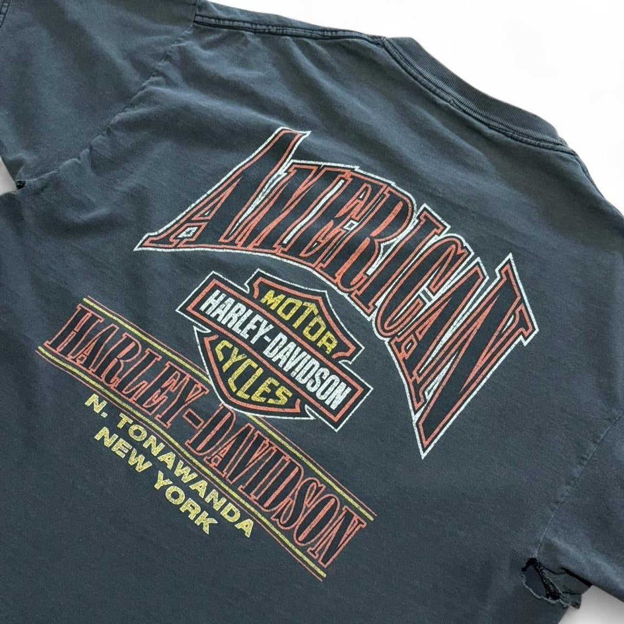 Vintage 90s Harley Davidson New York Biker Motorcycle Graphic Distressed T-shirt
