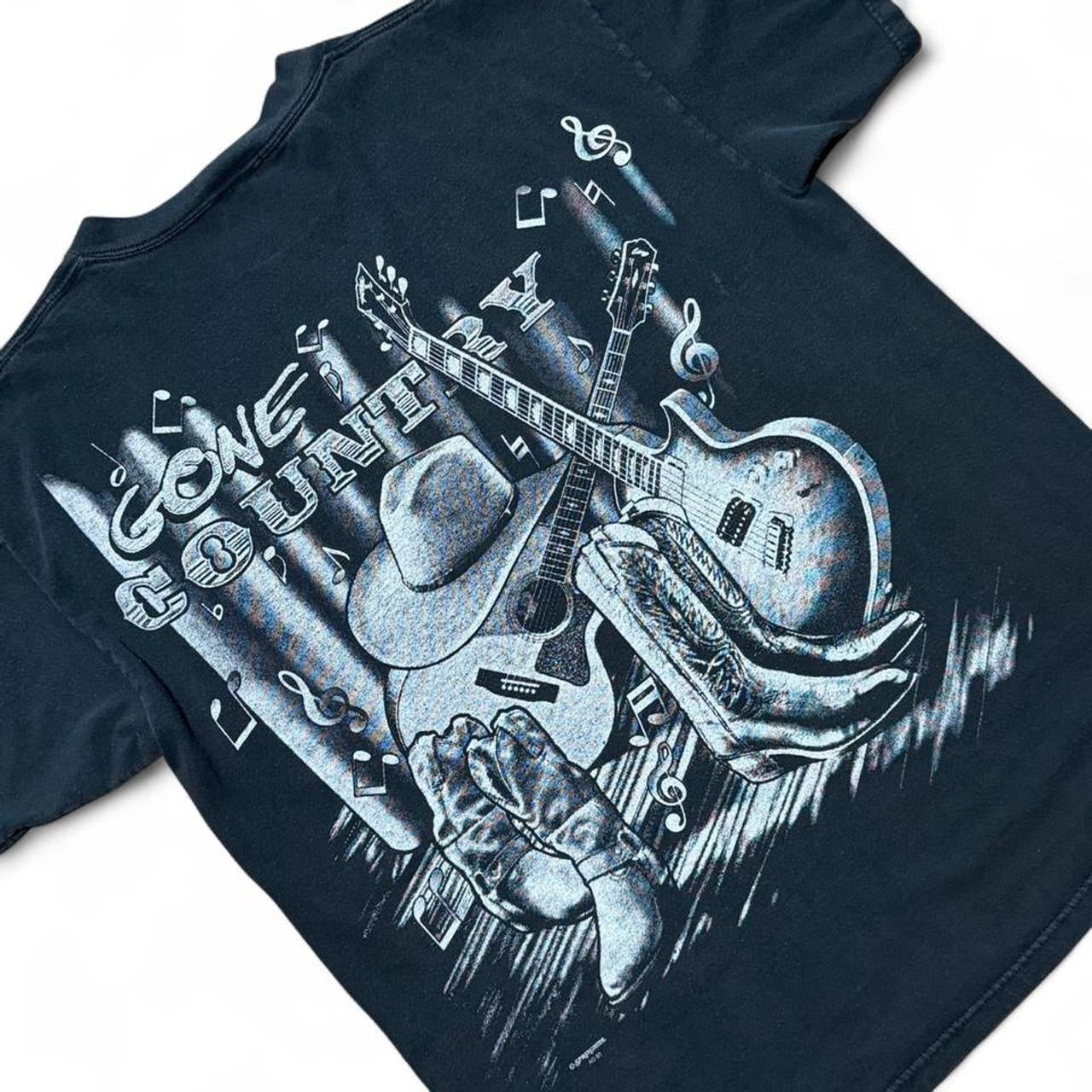 Vintage 90s Gone Country Music Instruments Cowboy Hat Boots Graphic T-shirt