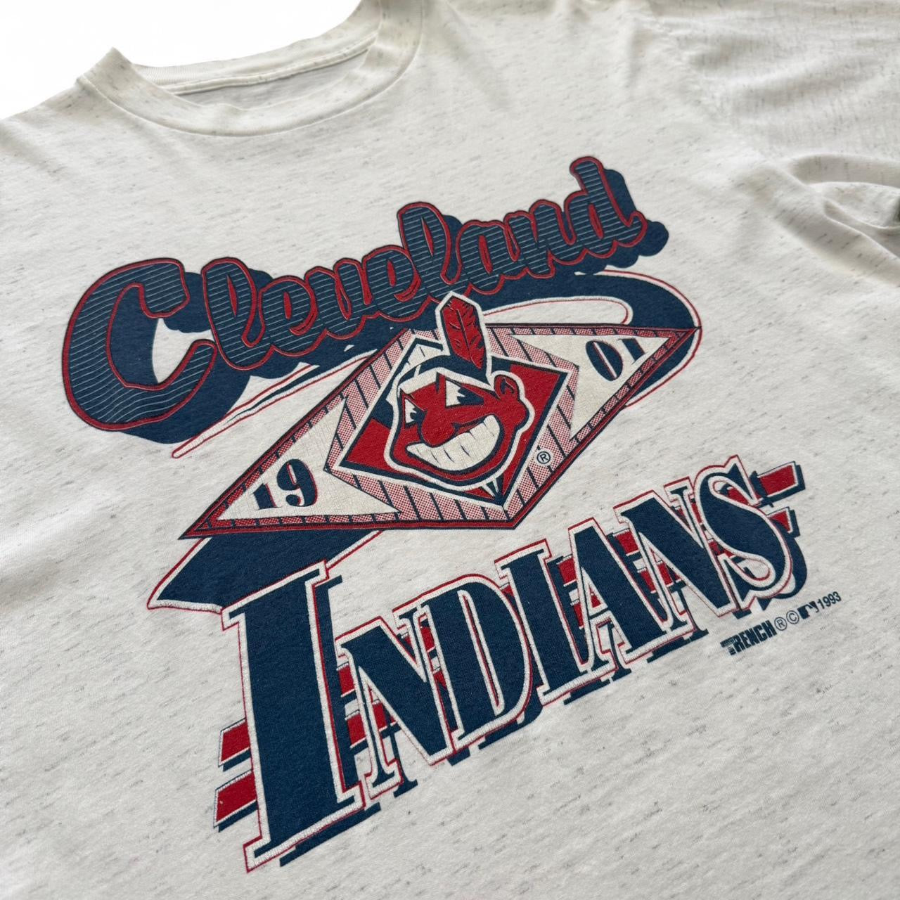1993 Cleveland Indians MLB Baseball Heather Grey Triblend Tee