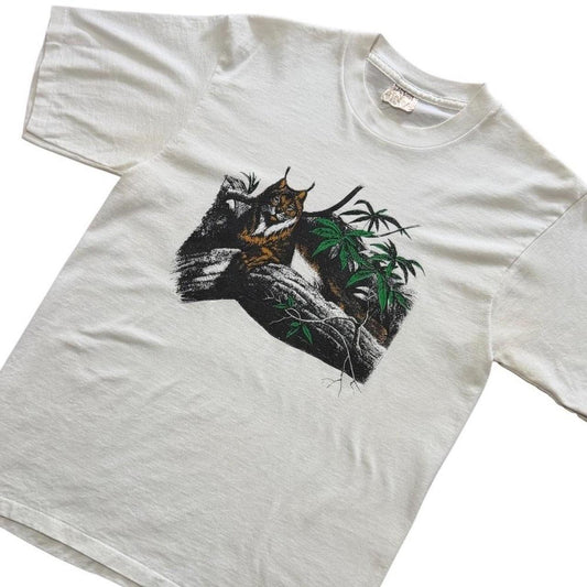 80s Lynx Bob Cat Wild Animal Savannah Jungle Art Nature Graphic T-shirt