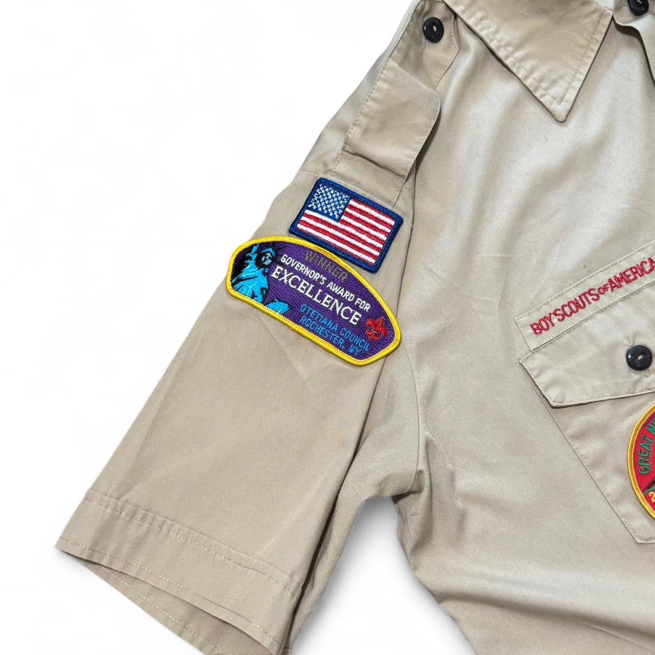 Vintage Boys Scouts Patched Uniform Shirt