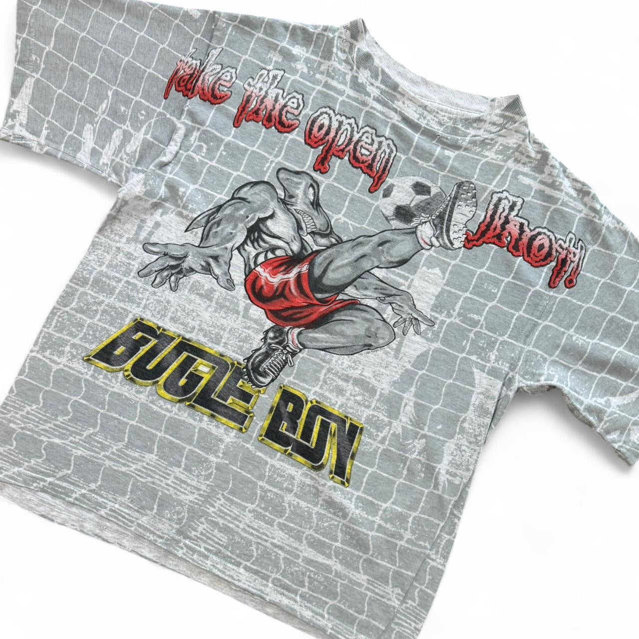 90s Bugle Boy AOP Soccer Shark Tee