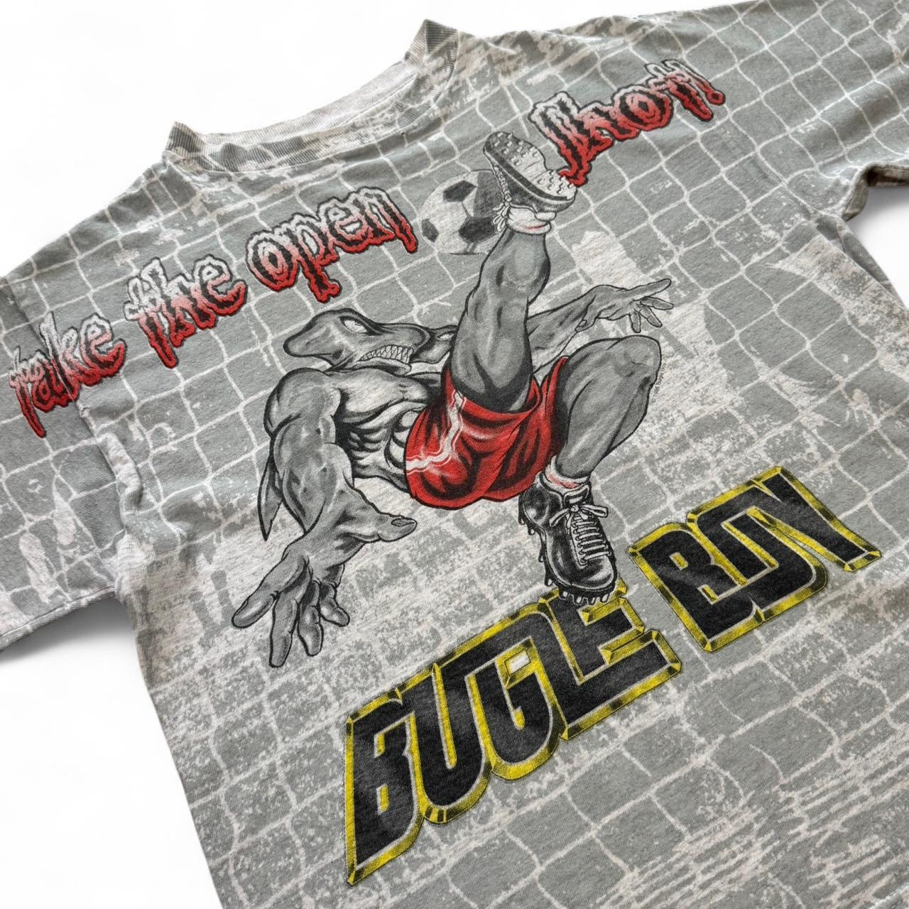 90s Bugle Boy AOP Soccer Shark Tee
