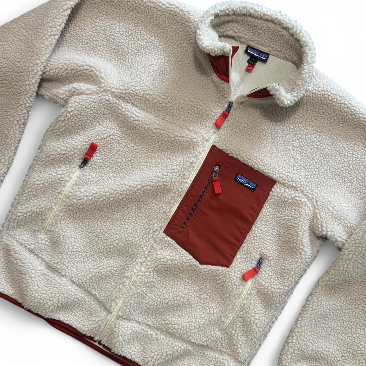 Cream/Red Patagonia Fleece Retro-X Jacket