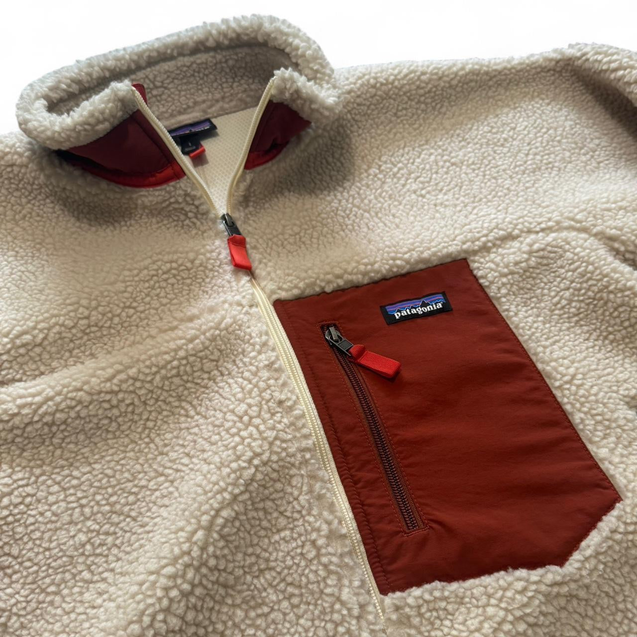 Cream/Red Patagonia Fleece Retro-X Jacket