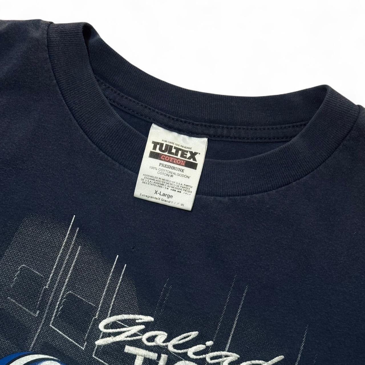Navy Blue Faded Embroidered Goliad Tigers Football Tee