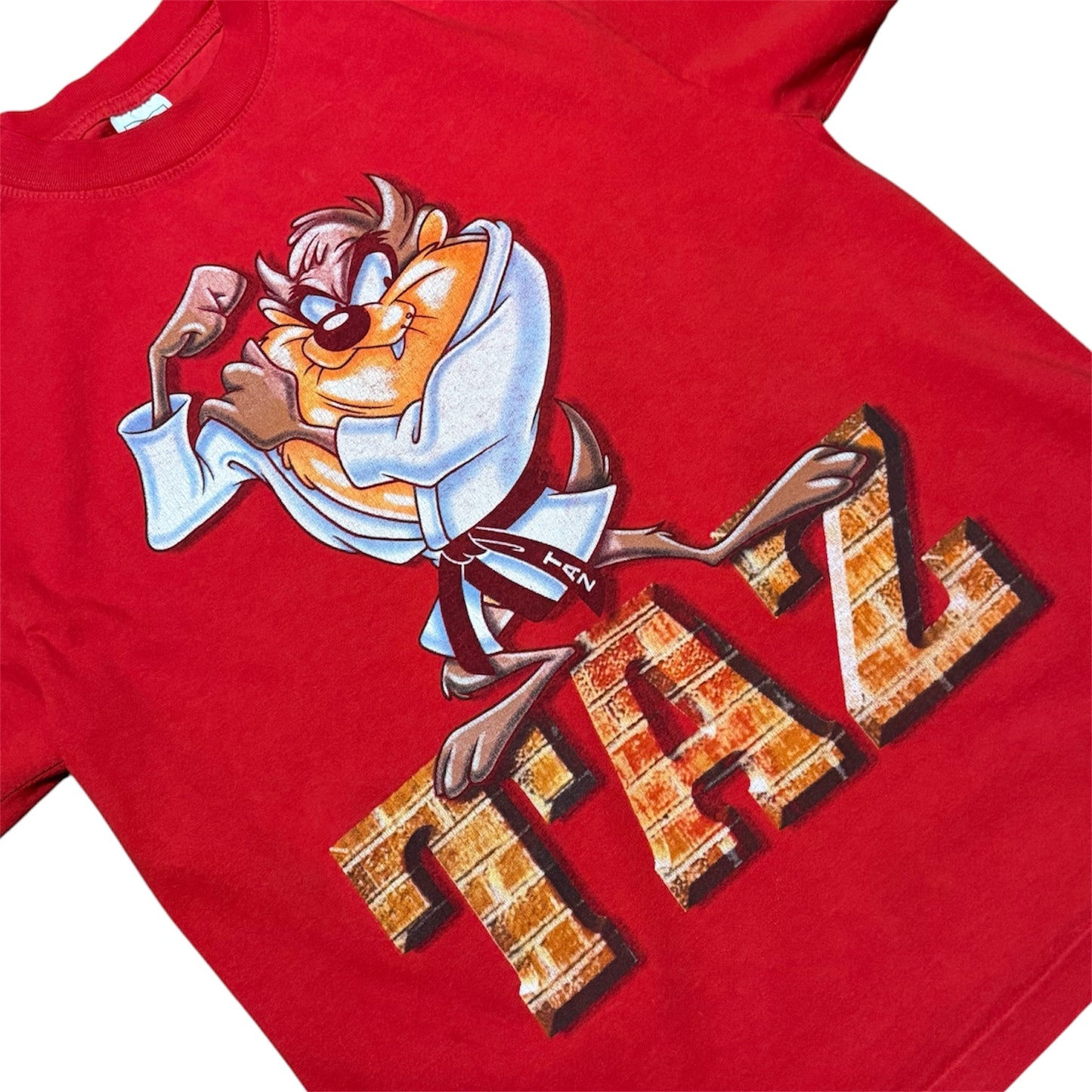 Vintage 90s Looney Tunes Taz Tazmanian Devil Karate Martial Arts Graphic T-Shirt
