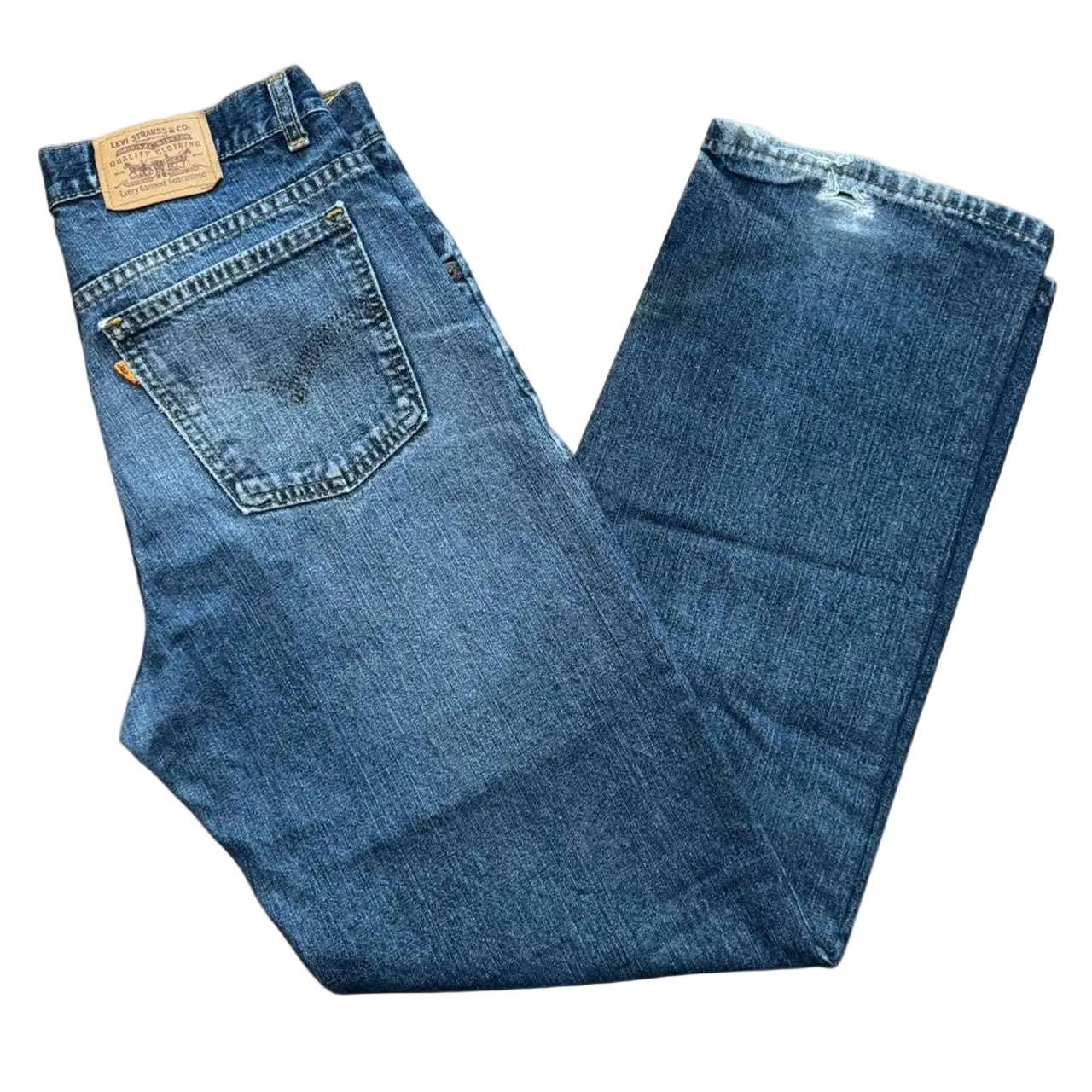 Vintage 90s Levi’s 506 Orange Tab Blue Wash Straight Leg Denim Jeans