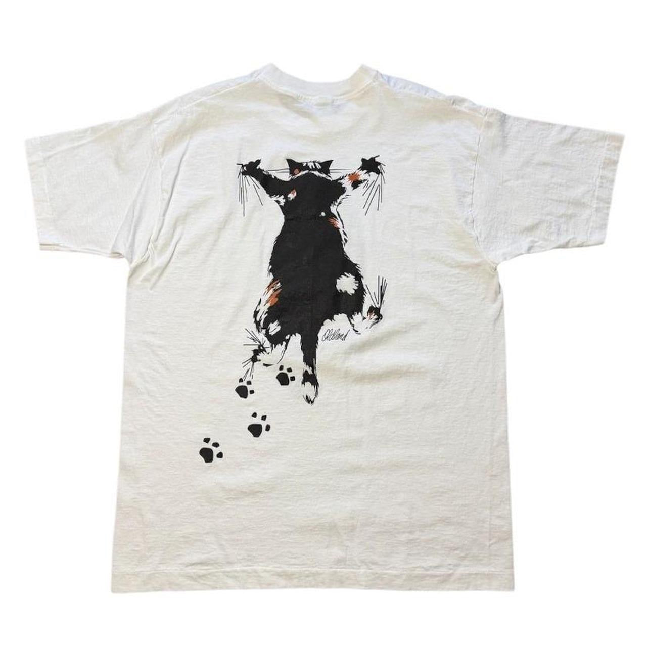 90s Calico Cat Oldland Art Cute Kitty Kitten Doublesided Graphic T-shirt