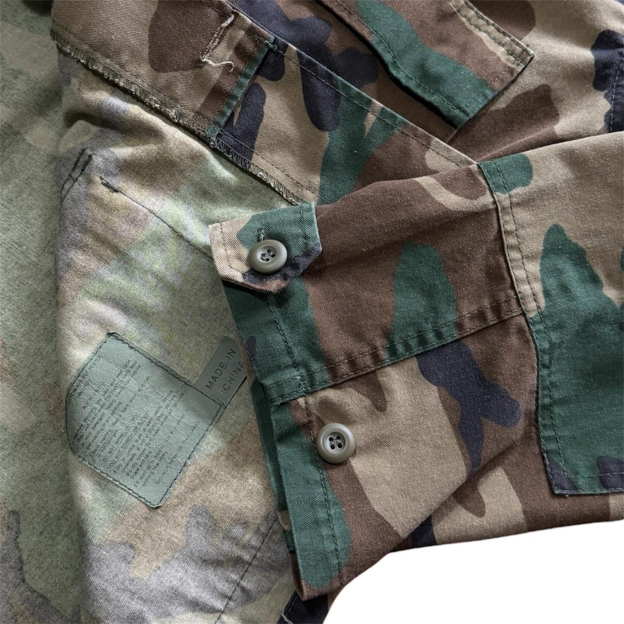 Vintage Y2K Military Army Camouflage Utility Uniform Button Up Jacket Coat