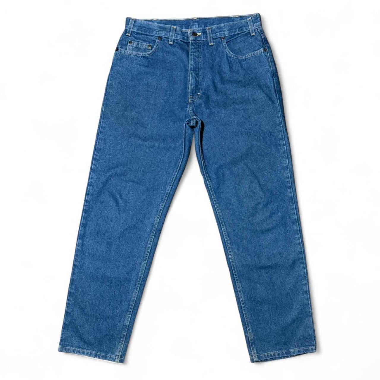Vintage 90s Kirkland Blue Wash Utility Uniform Straight Leg Denim Work Jeans