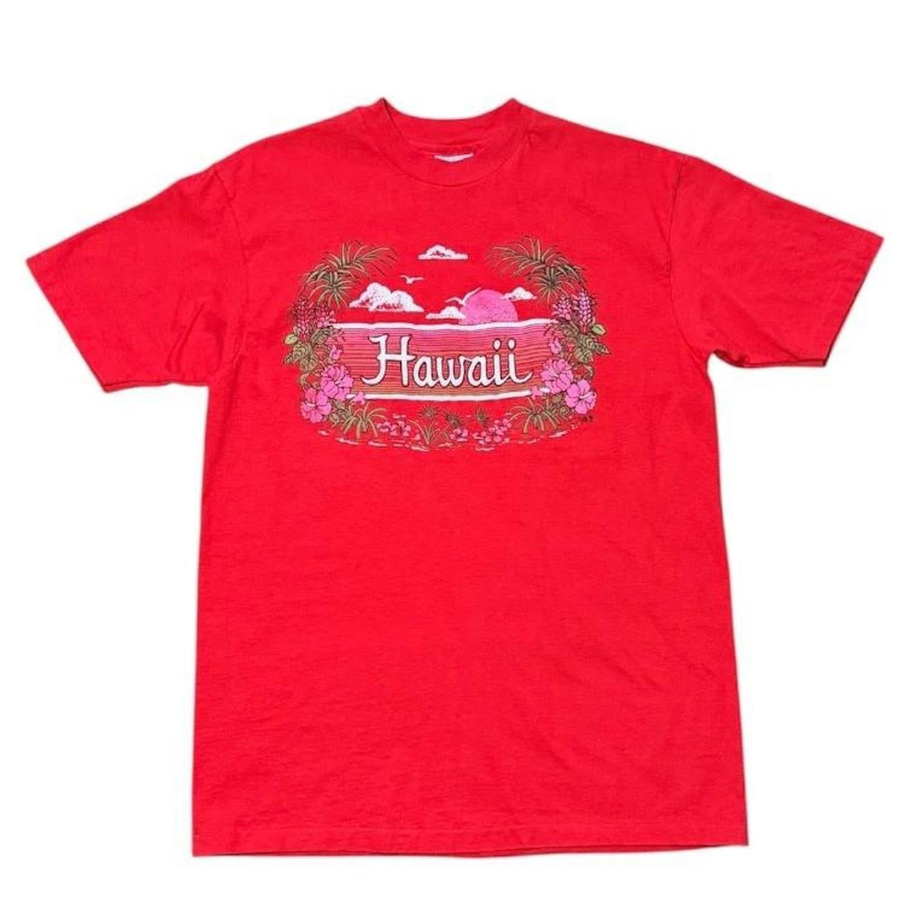 80s Hawaii Puff Print Floral Ocean Beach Sunset Nature Graphic T-Shirt