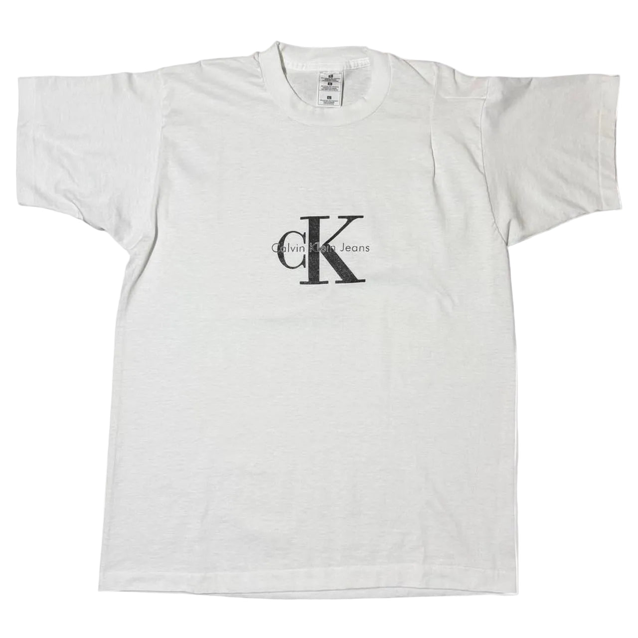 Vintage 90s Calvin Klein Deadstock Mis-sewn Error Print Logo Tee