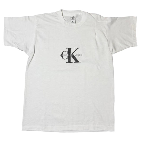 Vintage 90s Calvin Klein Deadstock Mis-sewn Error Print Logo Tee