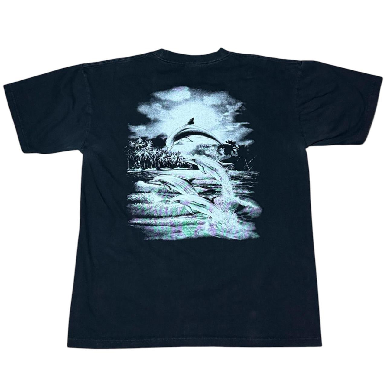 Y2K Dolphin Tropical Sunset Ocean Nature Double Sided Graphic T-Shirt