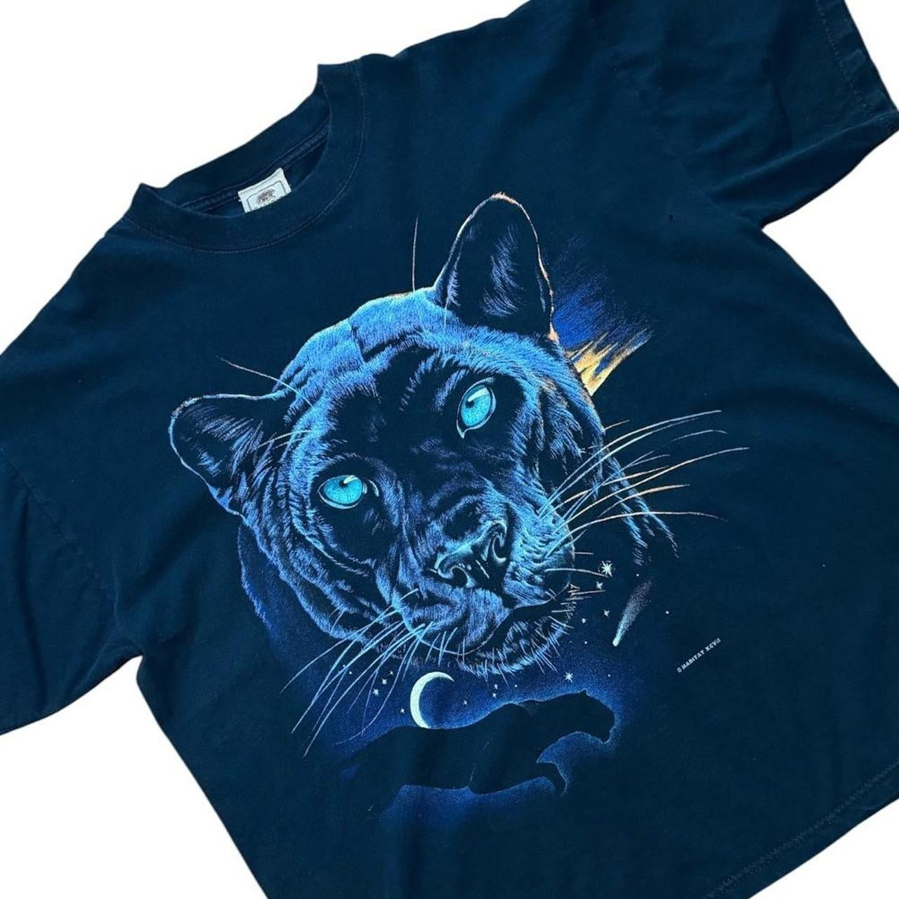 90s Habitat Black Panther Animal Nature Jungle Cat Art Graphic T-Shirt