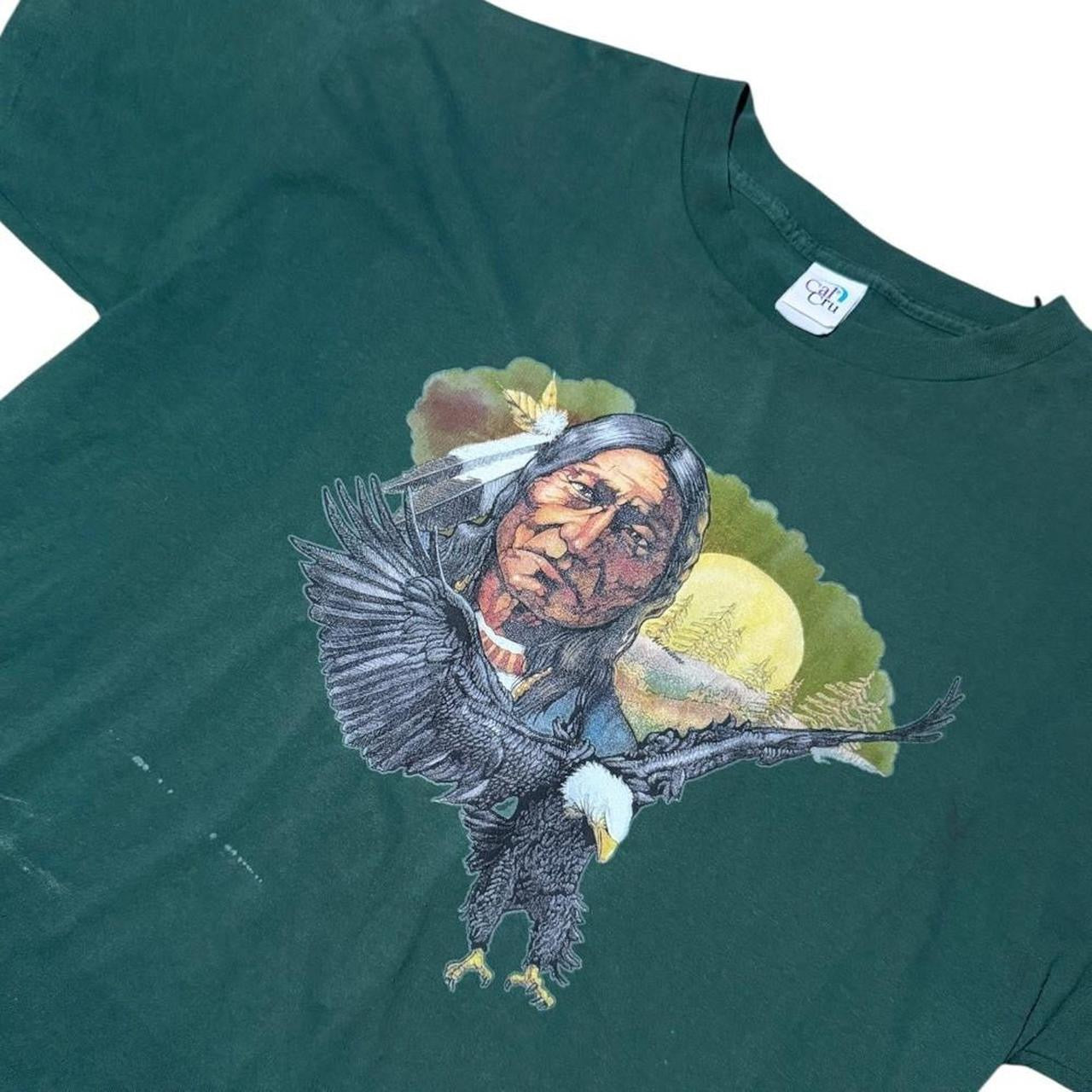 Vintage 90s Aboriginal Chief Soaring Eagle Bird Animal Nature Wilderness T-Shirt
