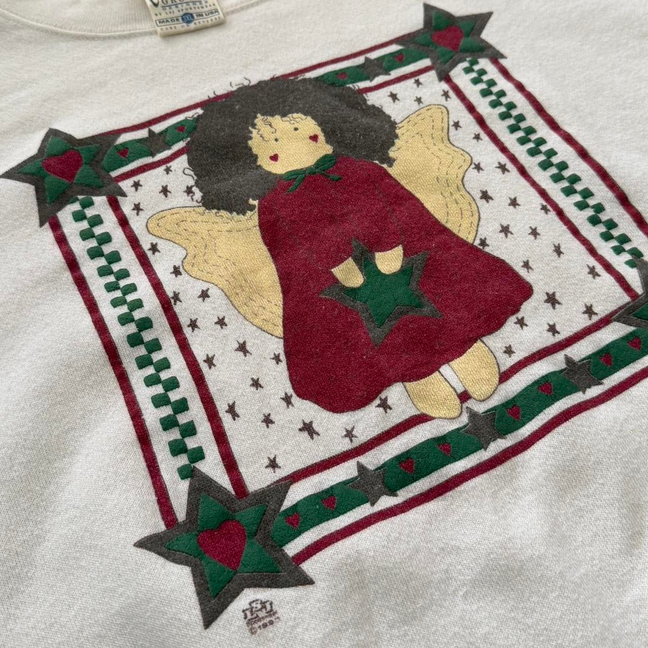 90s Angel Holiday Cottage Art Graphic Pullover Sweater