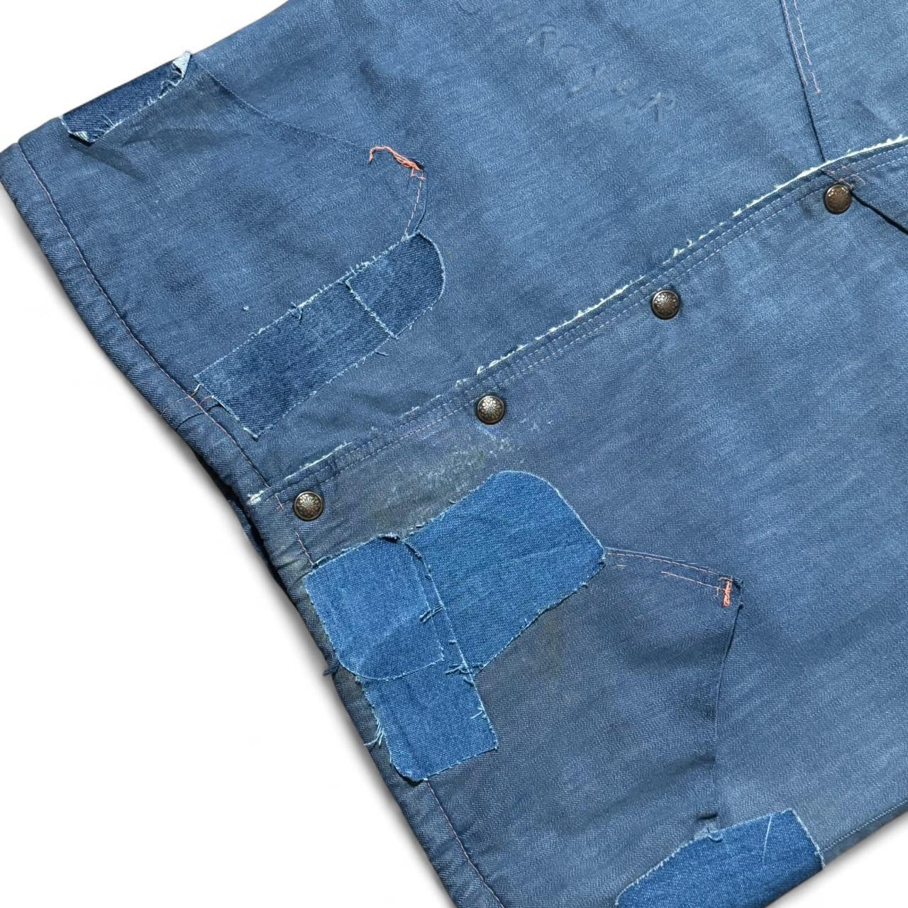 Vintage 1970s Sherpa Lined Patchwork Denim Button -Up Vest