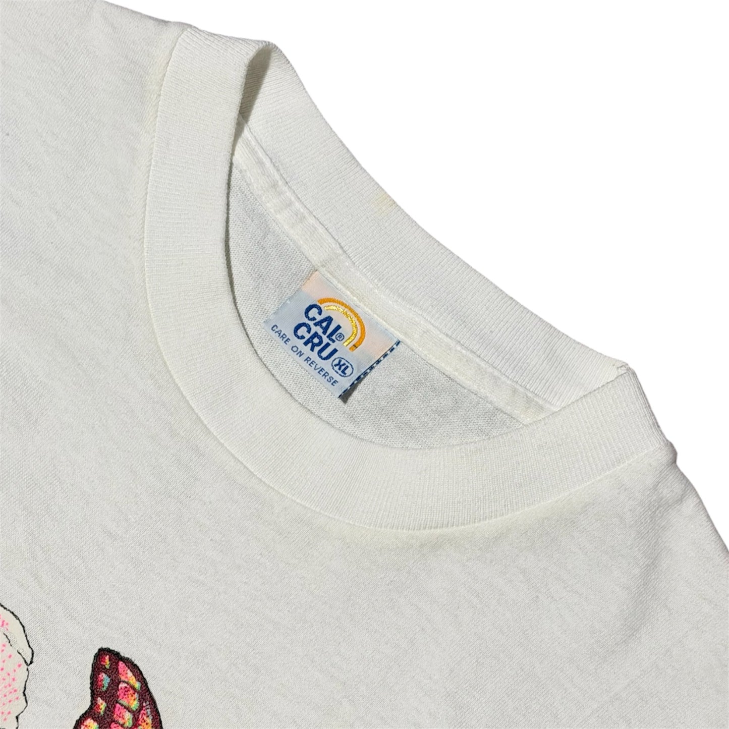 80s Florida State Butterfly Flower Puff Print Graphic Souvenir T-shirt