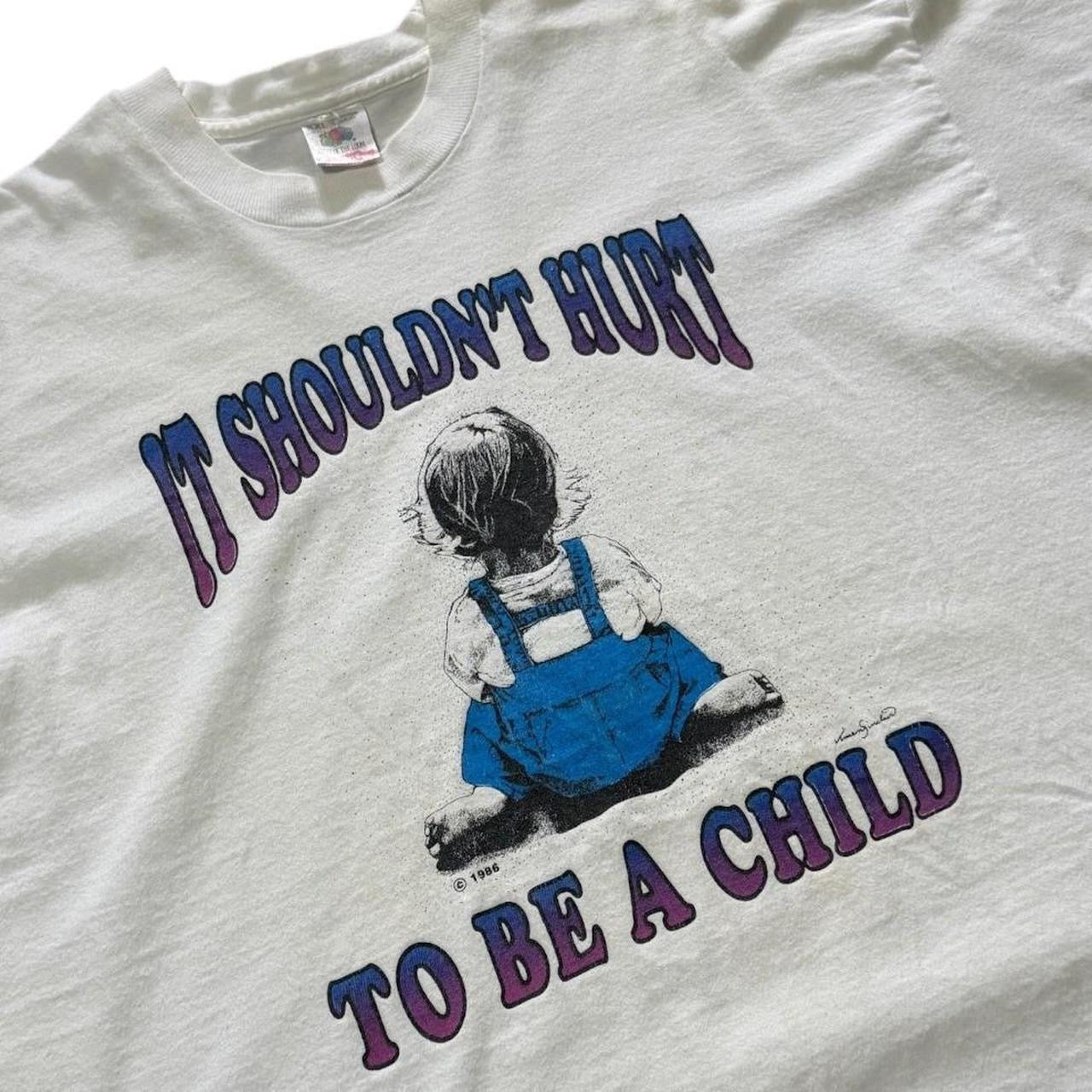 80s It Shouldnt Hurt To Be A Child Awareness Art Promo Graphic T-shirt