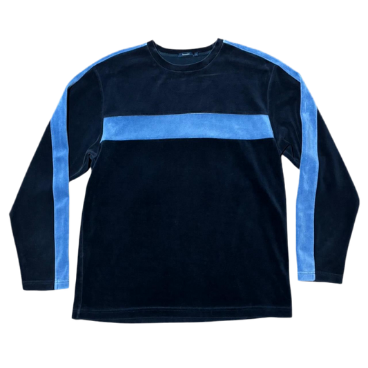 Navy/Baby Blue Velour Long Sleeve Sweatshirt