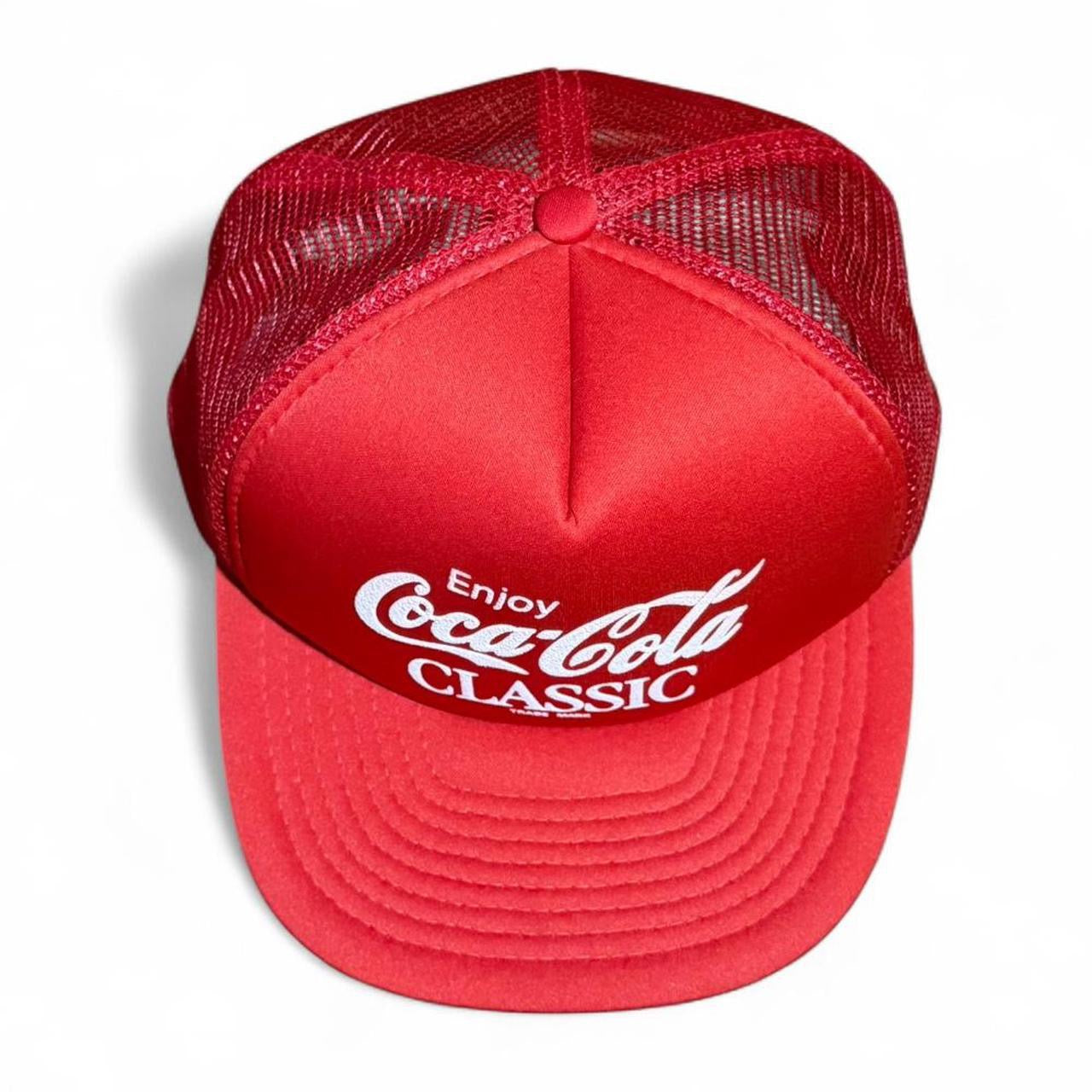 Vintage 90s Red Coca-Cola Retro Trucker Foam Mesh Snapback Hat Cap