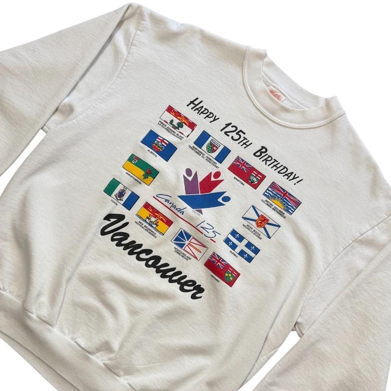 90s Canada 125 Birthday Vancouver Souvenir Art Graphic Crewneck Sweater