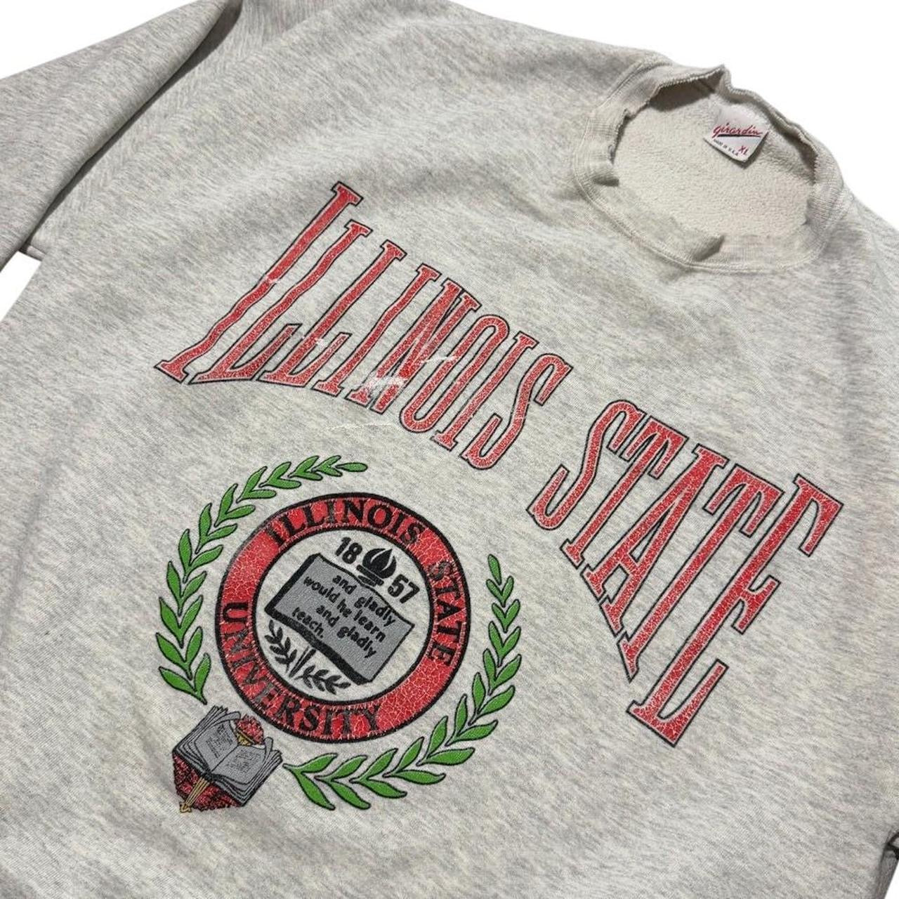 90s Illinois State University USA Crest Scholar Varsity Crewneck Sweater