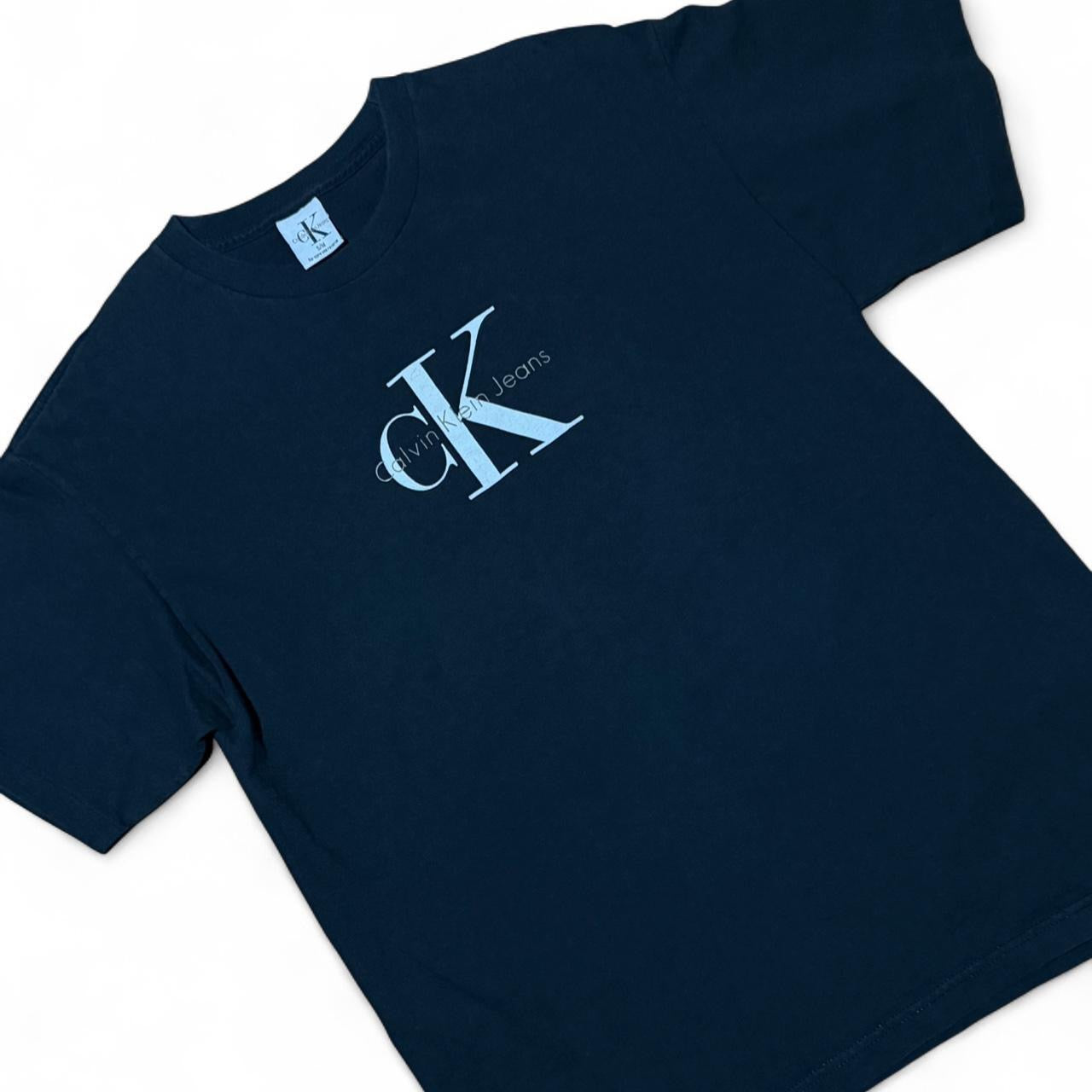 90s Black Calvin Klein Designer Graphic Logo Spellout Tee