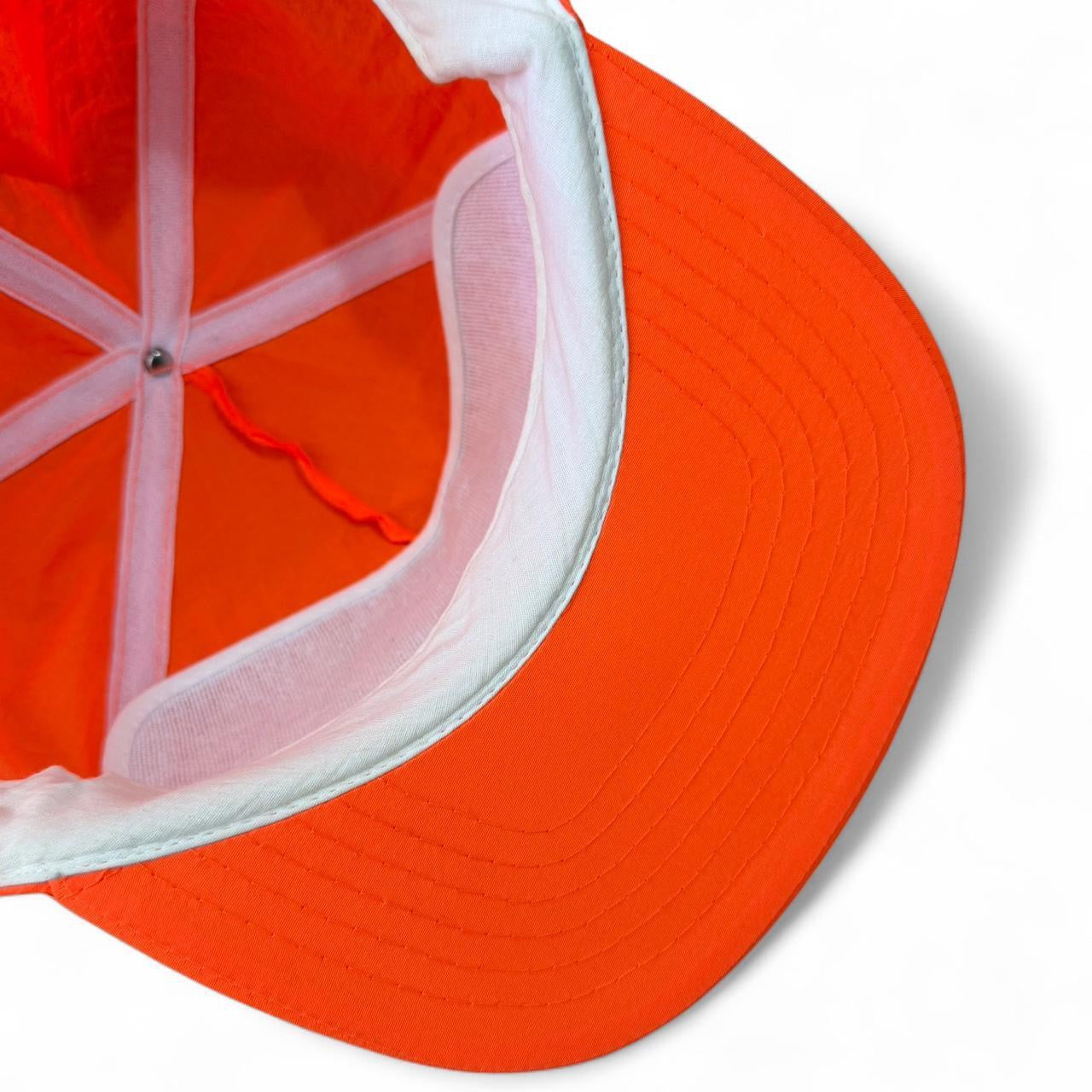 Vintages 90s Orange Esso Gas Station Trucker Baseball Nylon Hat Cap