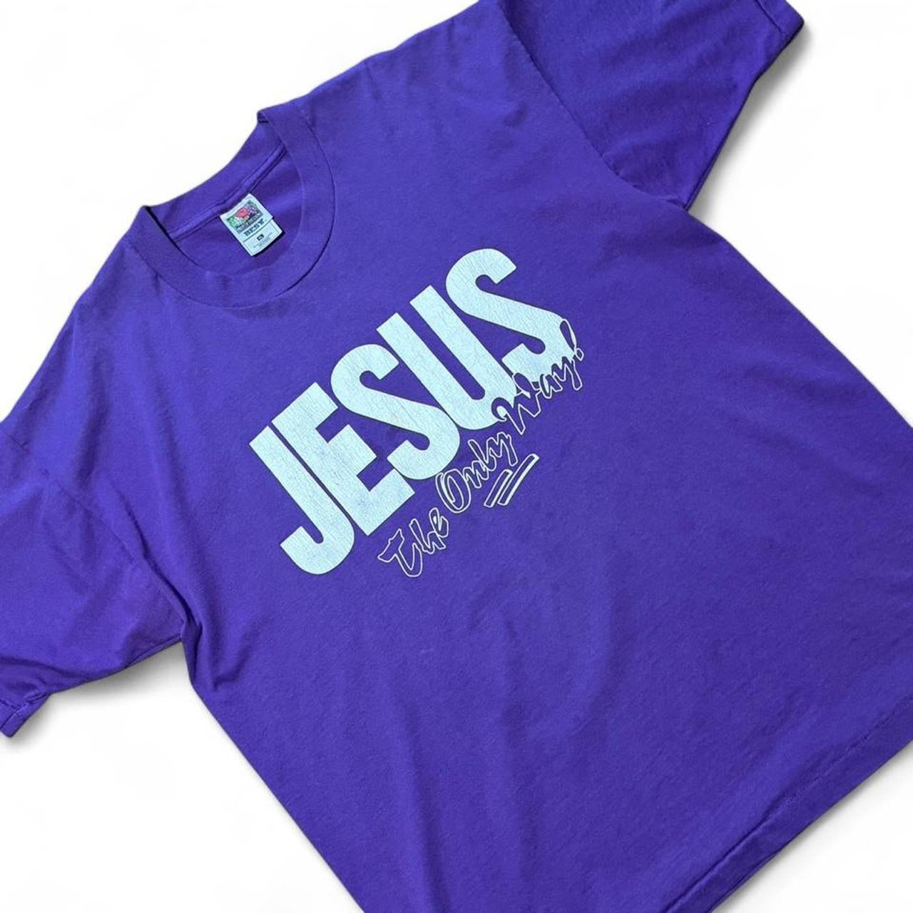 Vintage 90s Jesus Religious Christian Church Bible God Bold Graphic T-Shirt