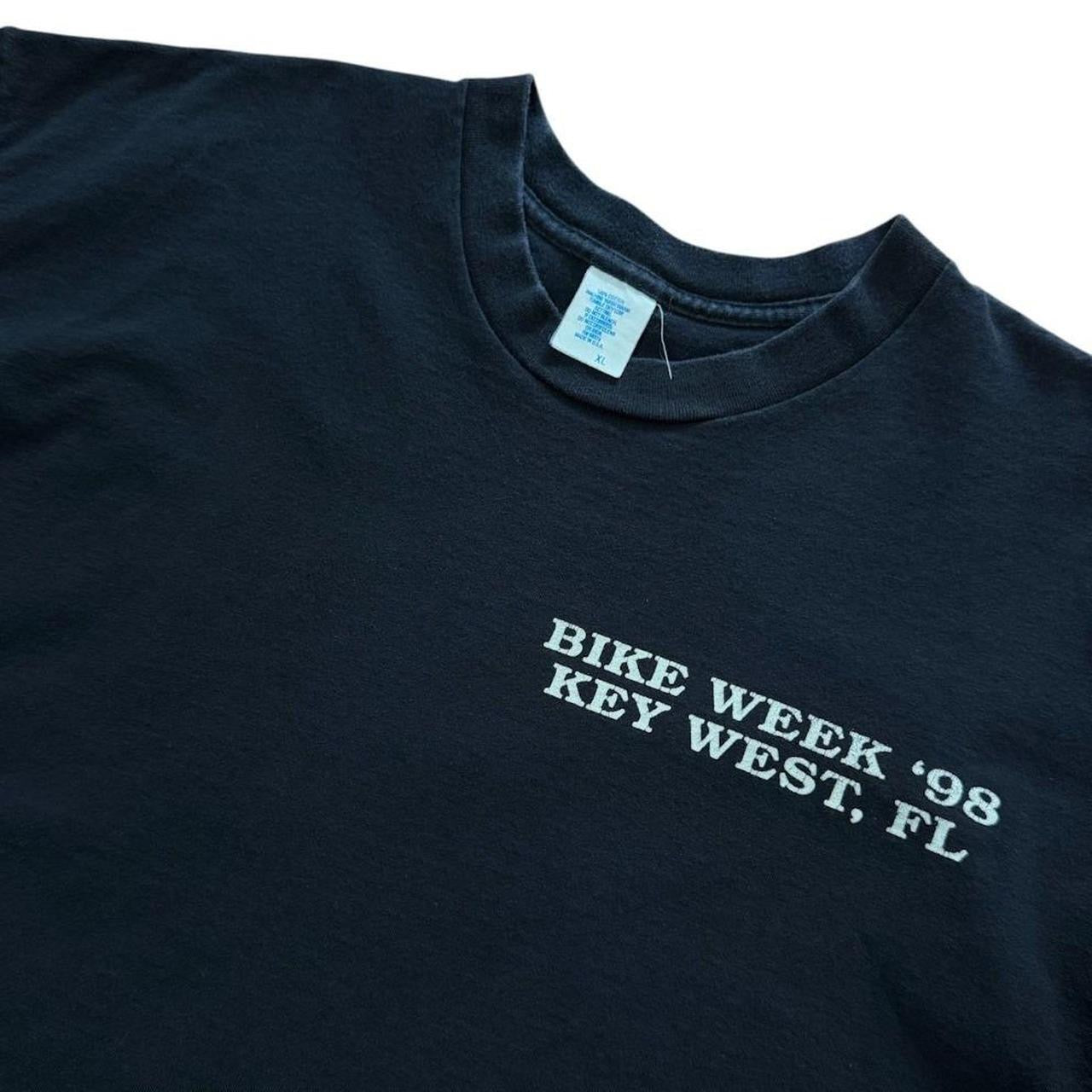 90s Key West Bike Week Eagle Chopper Motorcycle Glitter Graphic T-shirt