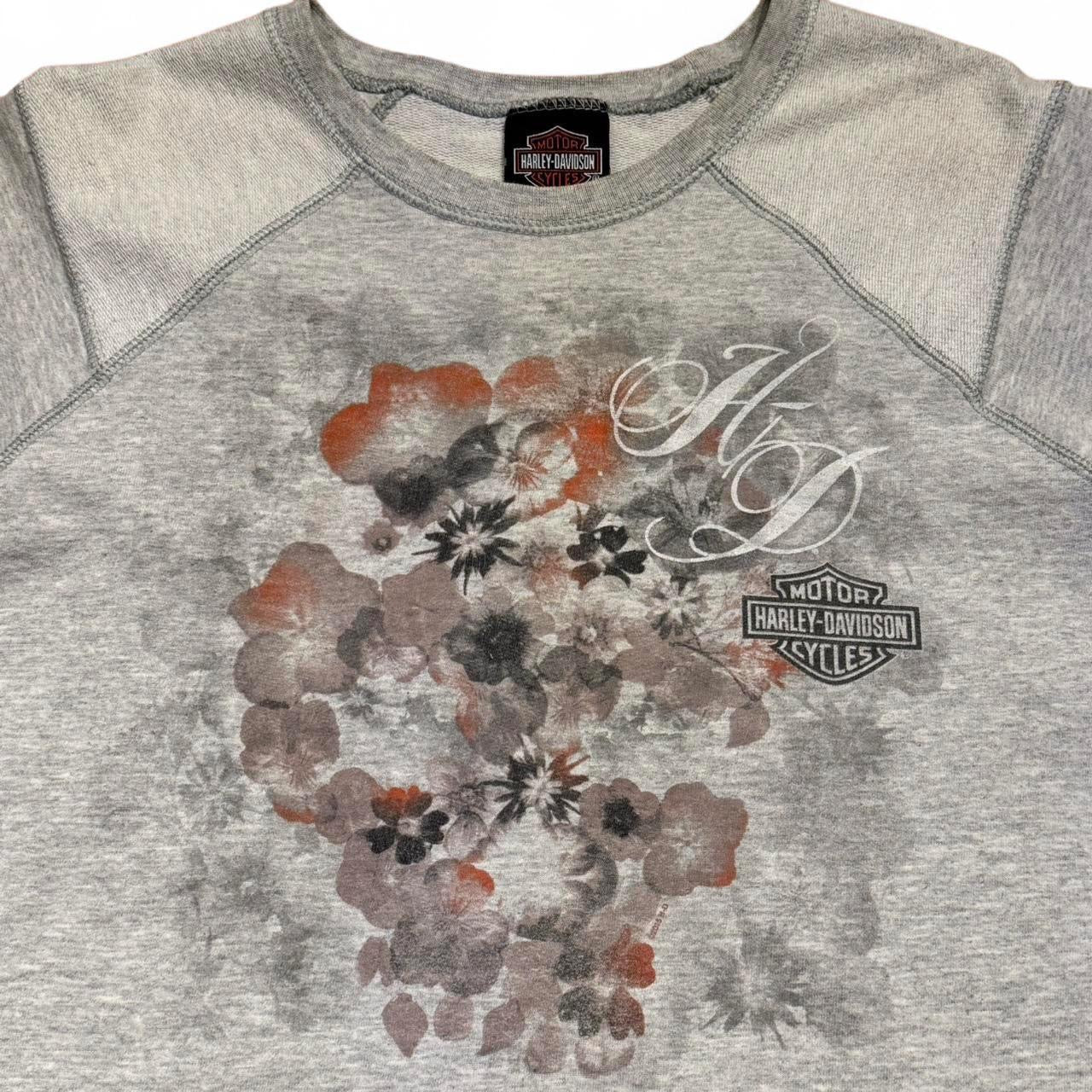 Vintage 2014 Floral Harley Davidson Quebec Canada Biker Crewneck
