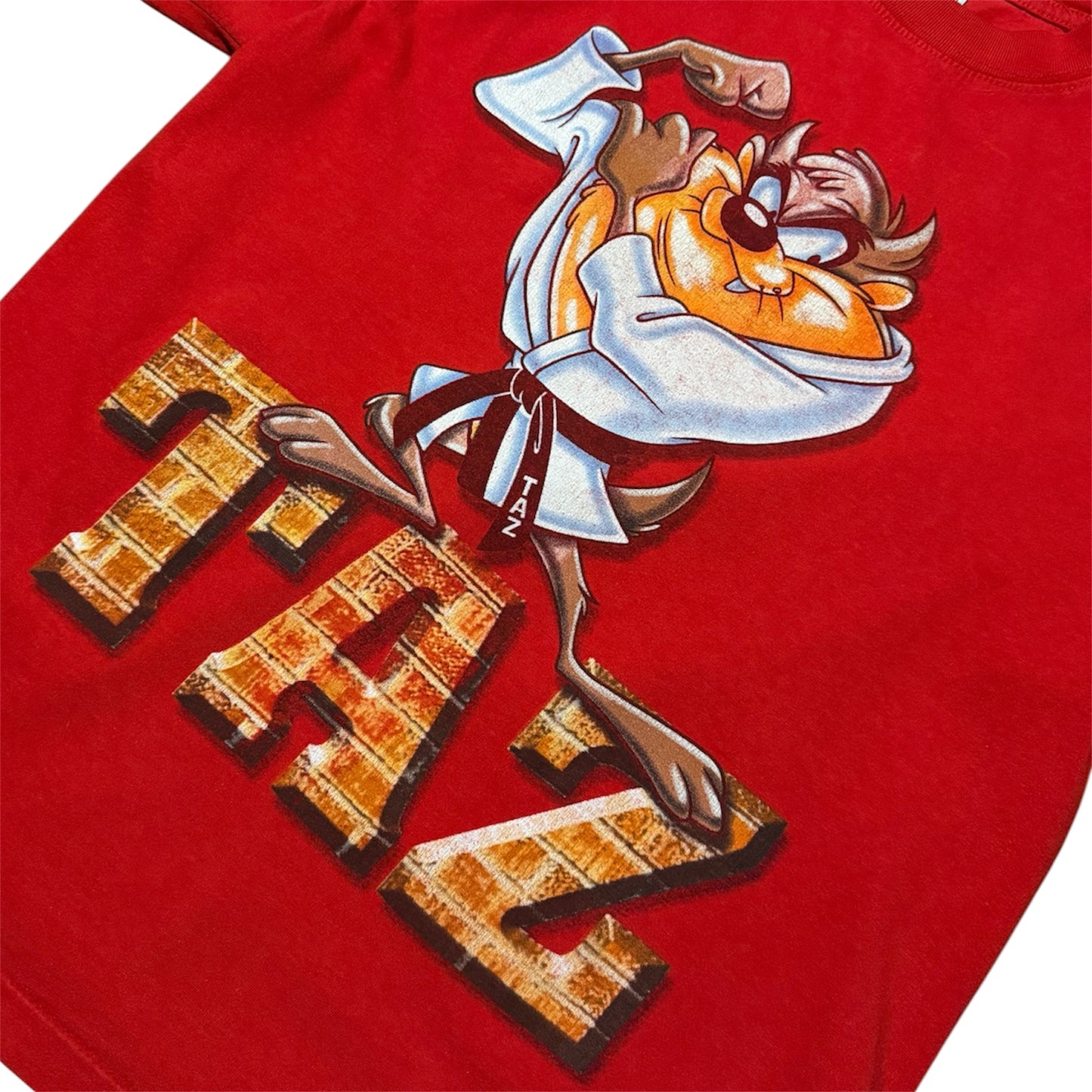 Vintage 90s Looney Tunes Taz Tazmanian Devil Karate Martial Arts Graphic T-Shirt